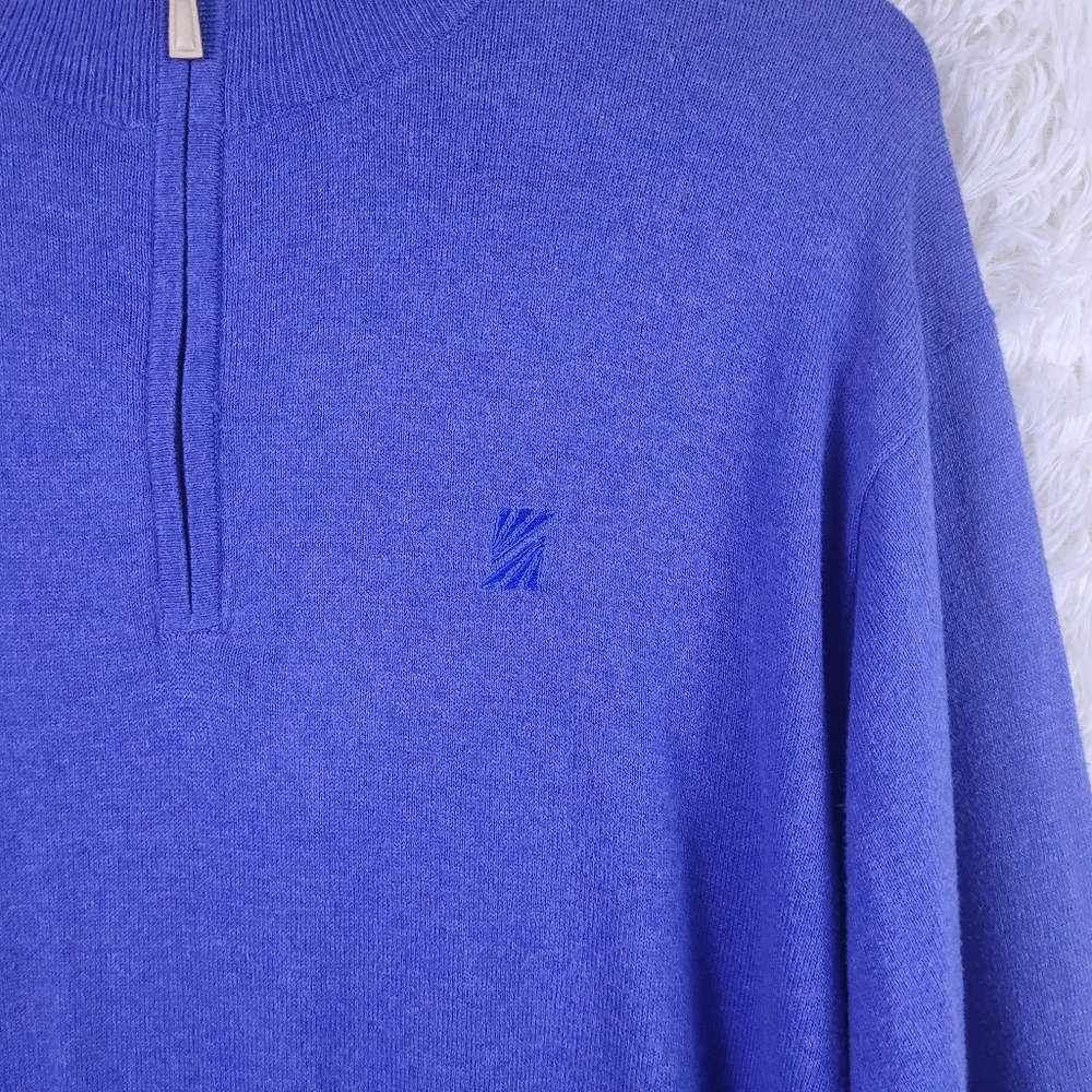 Peter Millar Mens XL Luxury Blend Cotton Cashmere 1/4 Zip Periwinkle Preppy Golf